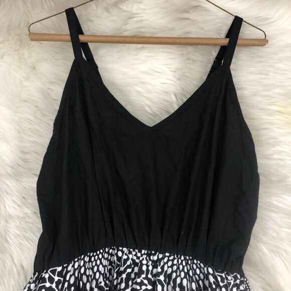 Women’s Strappy Fit n Flare Summer Sun dress, Geometric Flounce Skirt, Layered - Picture 4 of 12